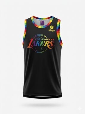 Los Angeles Lakers Pride Night Jersey Bibigo #1 Rainbow Pride Men's Size XL